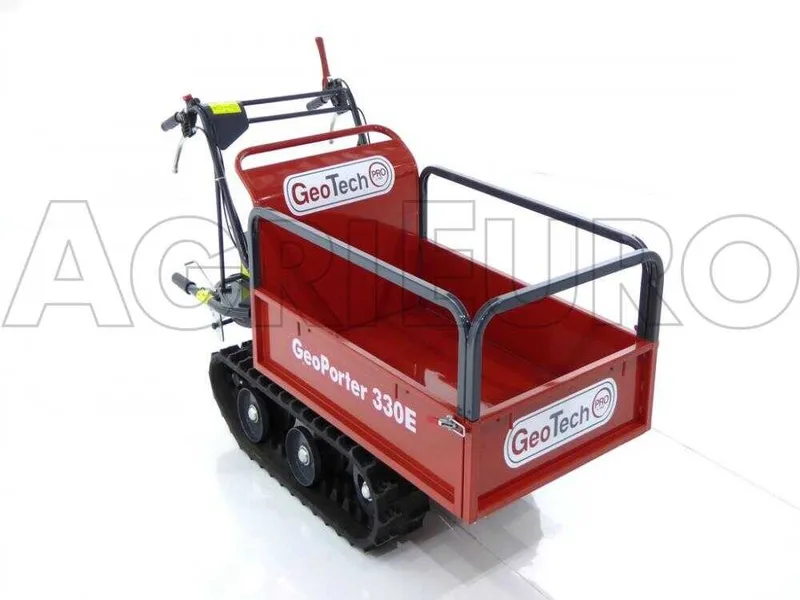 GeoTech Pro GeoPorter 330E - Brouette motorisée à chenilles à 4 galets avec benne extensible - 300Kg