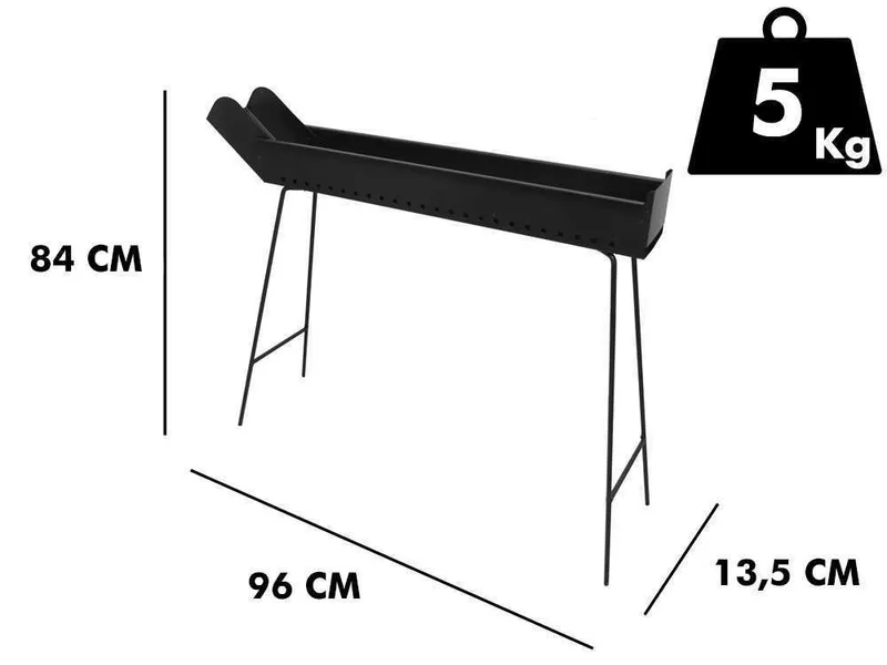 Mille BBQ-80 Go - Barbecue spécial pour brochettes à charbon - 80x14 cm