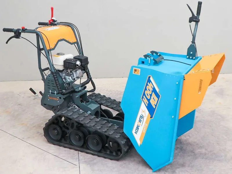 Brouette motorisée à chenilles EuroMech EM400H-Dump - Caisson dumper avec charge de 400 Kg