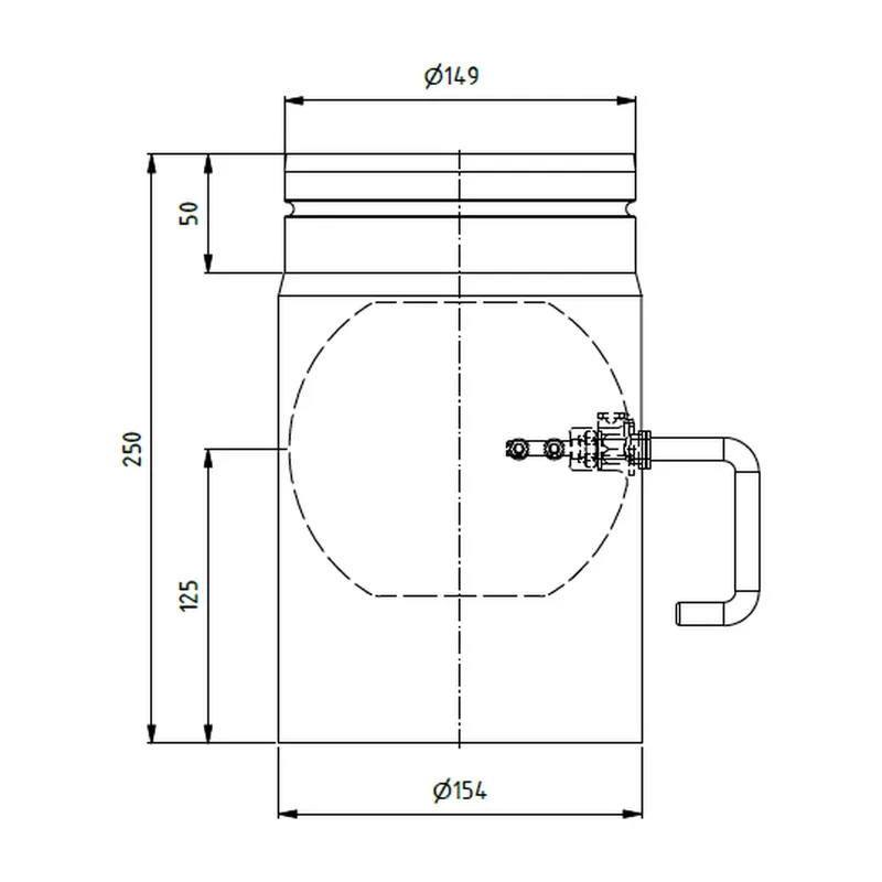 Raik tuyau LS diamètre 150x250x2,00mm rétréci avec modérateur de tirage gris