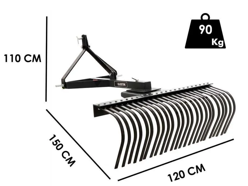 Râteau pour tracteur Blackstone B-LRK 120 attelage 3 points