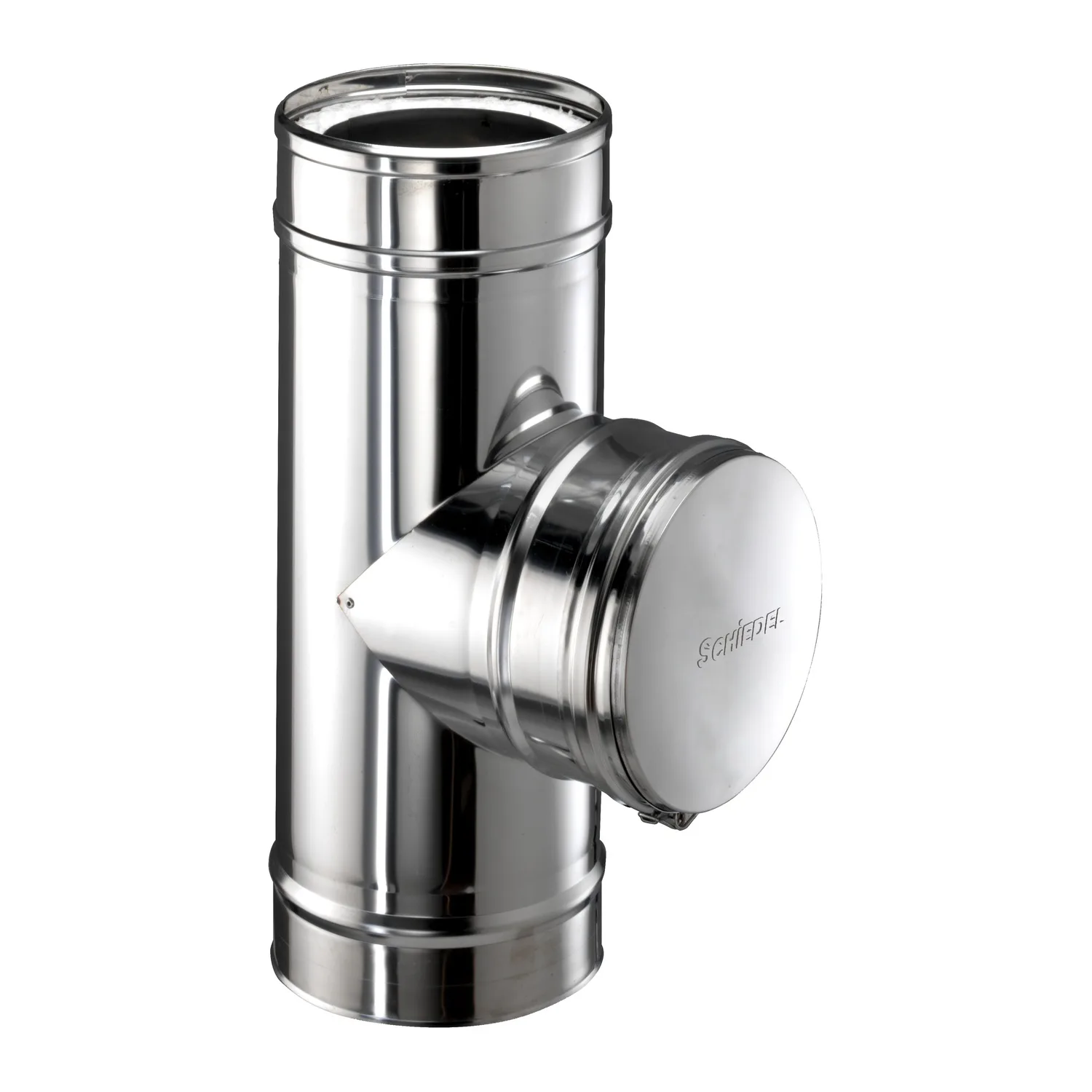 Schiedel ICS raccord de porte de nettoyage rond pour combustibles solides Ø130 mm double paroi brillant