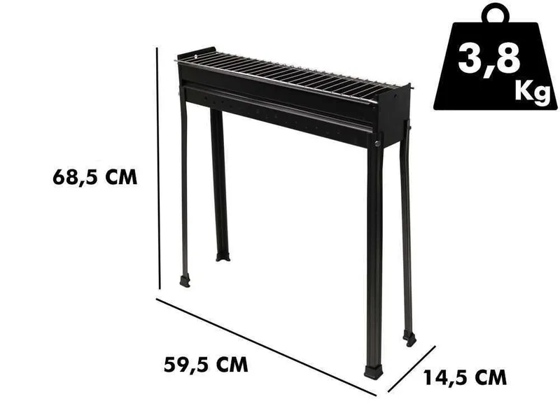 Mille BBQ-60 Classic - Grille pour brochettes à charbon - 60x15 cm