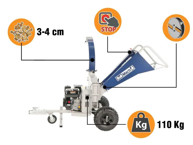 BullMach ZEUS 60 D - Broyeur de branches thermique - Moteur Ducar DH212