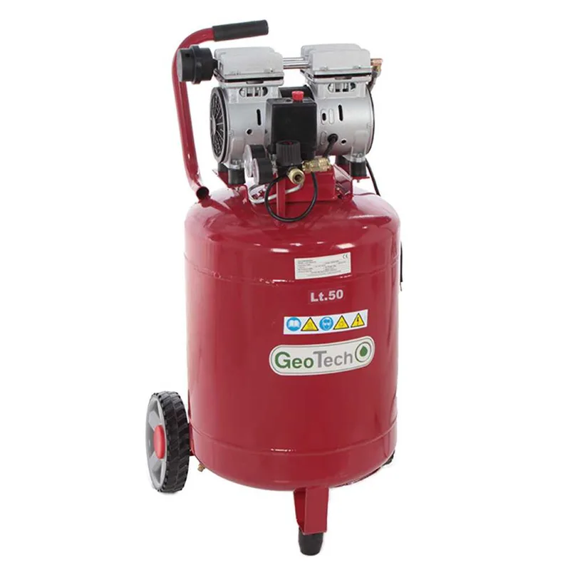 GeoTech S-AC50V-8-10 - Compresseur d'air électrique oilless - Moteur 1 CV - 50 L Vertical Silencieux