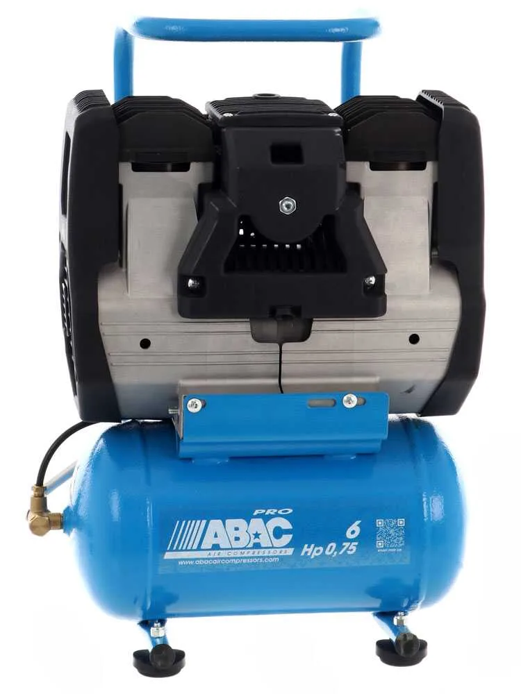 Abac start silent OS7P - Compresseur d'air électrique monophasé silencieux, sans huile - Moteur 0,75 CV - 6 L