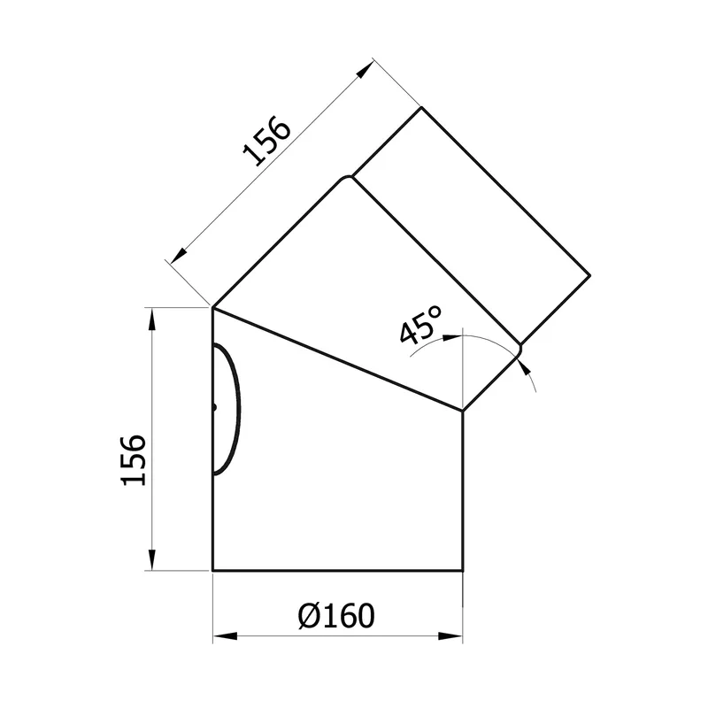 Raik Basic coude de tuyau de fumée 160mm gris fonte 45° avec porte pour tuyau de fumée / conduit de fumée