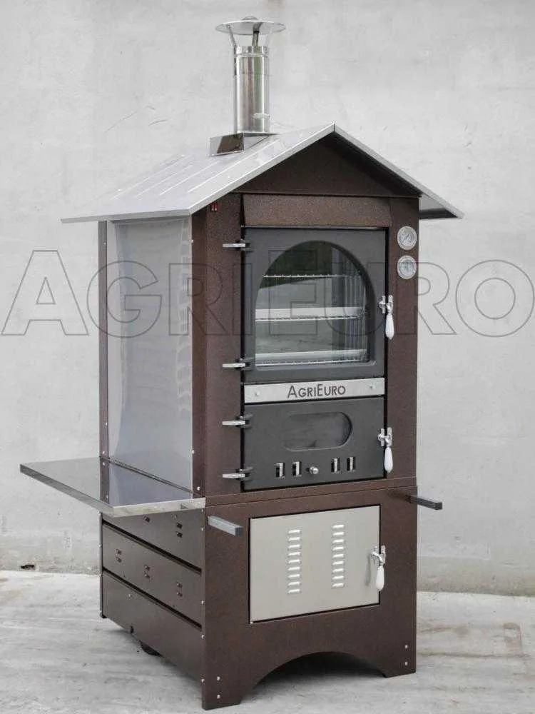 AgriEuro Magnus 80 Deluxe EXT - Four à bois en acier d'extérieur - Cuivre émaillé - Inox