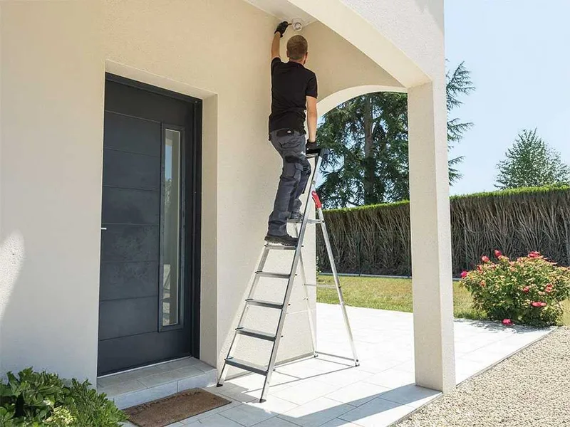 Hailo L60, 6 marches, 1.90m - Échelle en aluminium avec tréteau - Ultra-légère