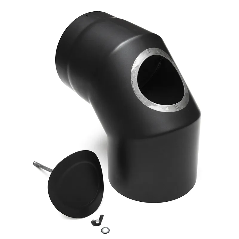 Raik Basic coude de tuyau de fumée 200mm noir 90° avec porte pour tuyau de fumée / conduit de fumée