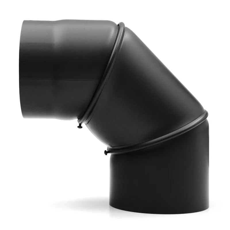 Raik Basic coude de tuyau de fumée 120mm noir 0–90° sans porte pour tuyau de fumée / conduit de fumée
