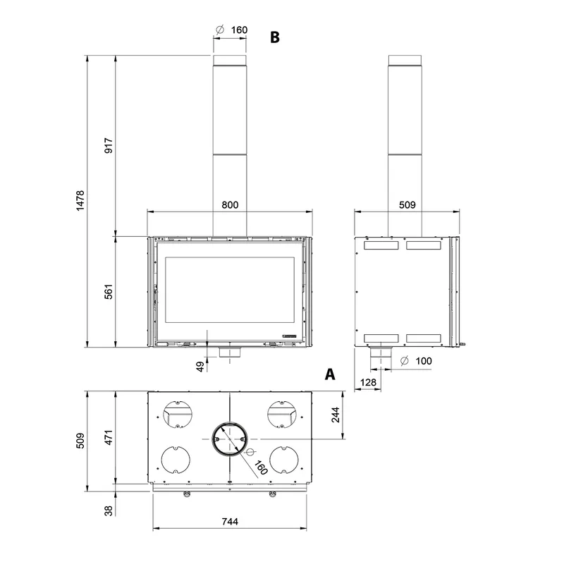 La Nordica inserto 80 wide 16 insert de cheminée à bois