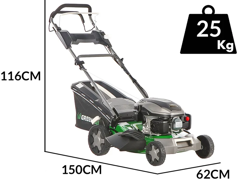GreenBay GB-LM 46 S - Tondeuse à gazon tractée - 4 en 1 - Moteur thermique de 170 cc