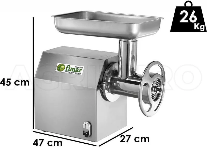 Fimar TC22C - Hachoir à viande électrique - 400 V - 1,5 CV - Groupe de hachage en INOX - Sans inverseur de marche