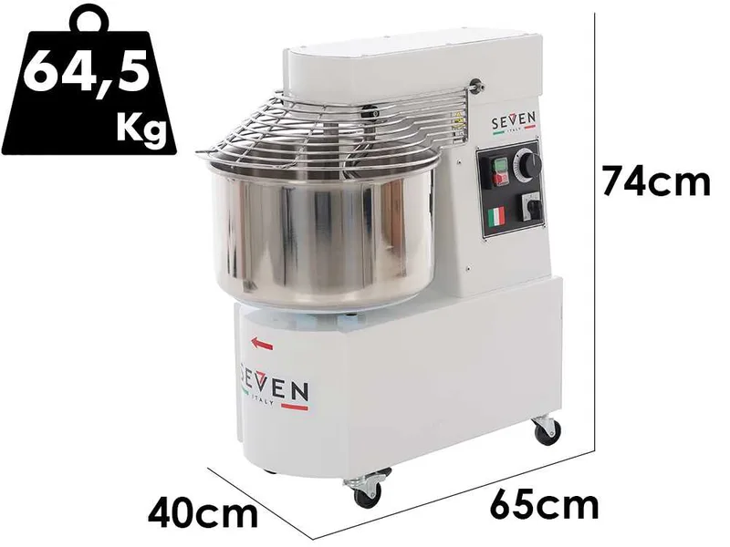 Seven Italy GH H 20 TR 2 V - Pétrin à spirale - 17 kg triphasé à 2 vitesses et haute hydratation