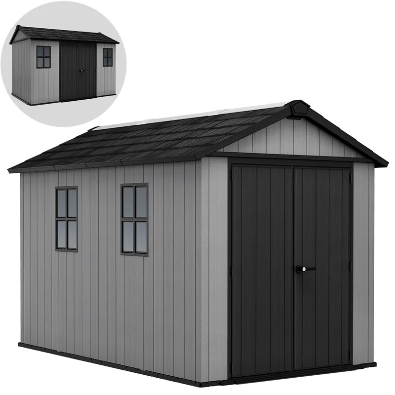 Keter Newton plus 7511/1175 gris - Abri de jardin avec fenêtres - 230 × 350 × 246 cm