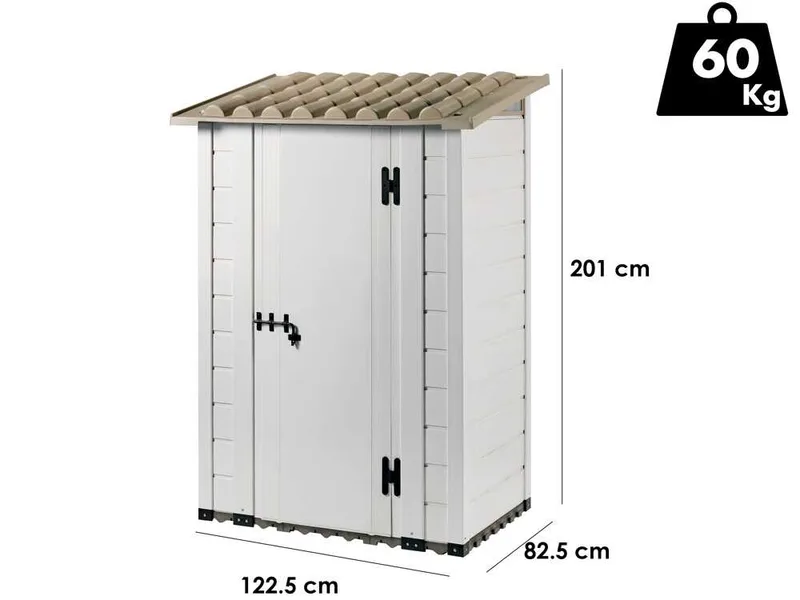 Garofalo Tuscany 100 - Abri de jardin - Avec toit à une pente - 122,5 x 82,5 x 201 cm