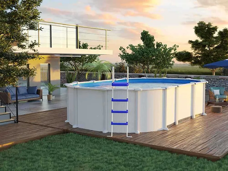 Gre Haiti Ovale 610 x 375 x 132 cm - Piscine hors-sol en acier - Traverses enterrées