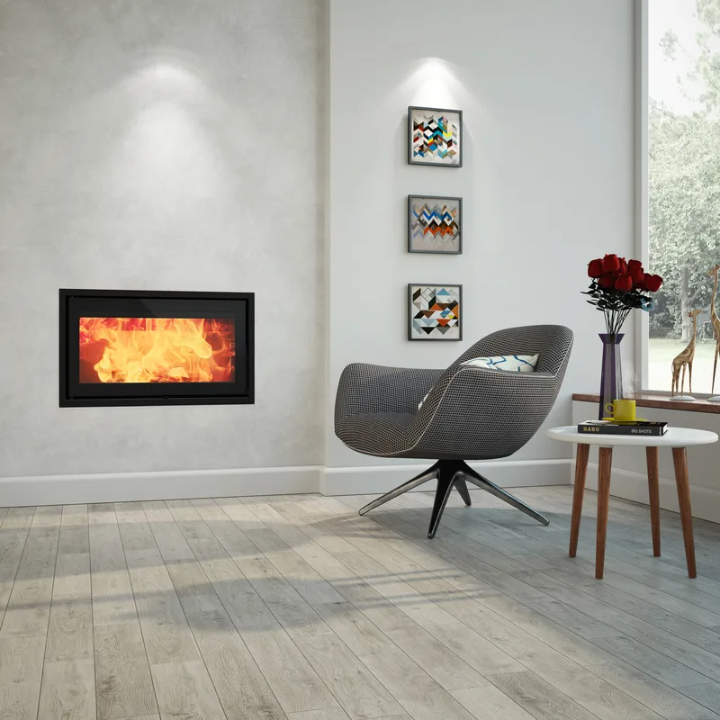 Dovre Vista 802C/V2 insert de cheminée à bois avec plaques de vermiculite dans le foyer