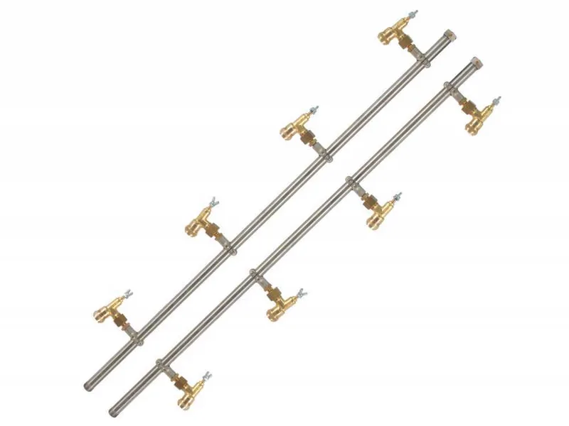 Paire de rampes inox pour désherbage avec jets papillon en laiton 4+4