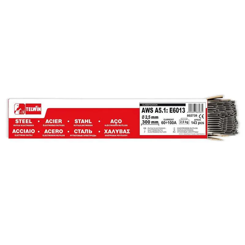 Électrodes rutiles d. 2,5 mm 300mm Telwin - 2,5 Kg