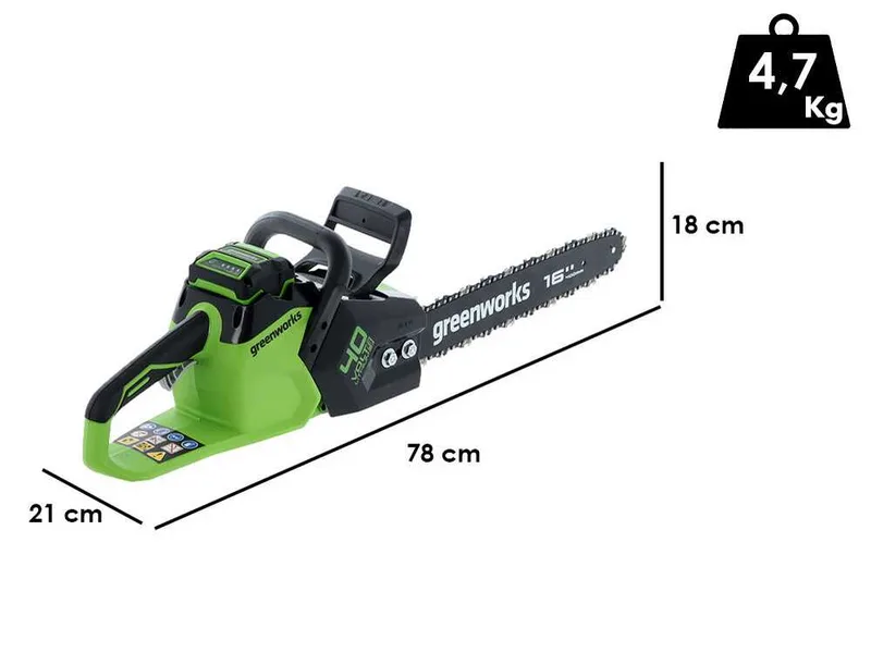 Greenworks GD40CS18 - Tronçonneuse à batterie 40 V - Guide de 40 cm
