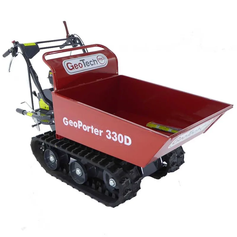 GeoTech Pro GeoPorter 330D - Brouette motorisée à chenilles à 4 galets avec benne dumper - 300 kg