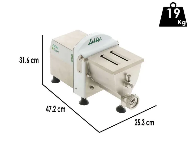Fimar Lilly PF15E - Machine à pâtes professionnelle 2 en 1 - Pétrissage et extrusion