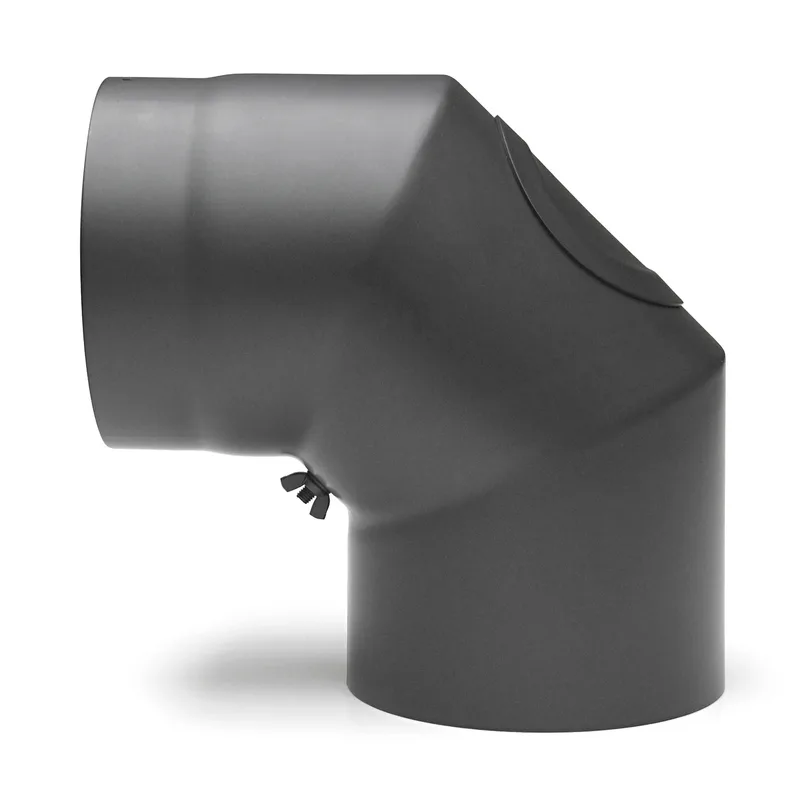Raik Basic coude de tuyau de fumée 160mm gris fonte 90° avec porte pour tuyau de fumée / conduit de fumée