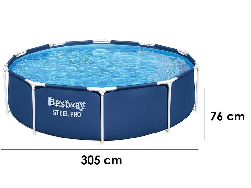 Bestway Steel Pro 56677 - Ø305x76 cm - Piscine ronde pour 3-4 personnes