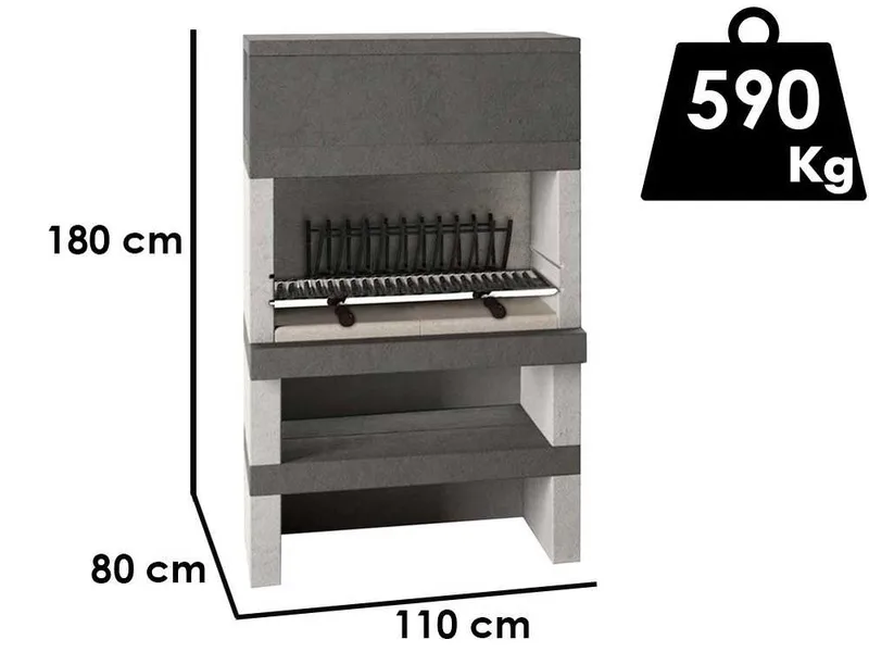 Edilmark KUBO - Barbecue à bois et à charbon en maçonnerie - Brûleur arrière