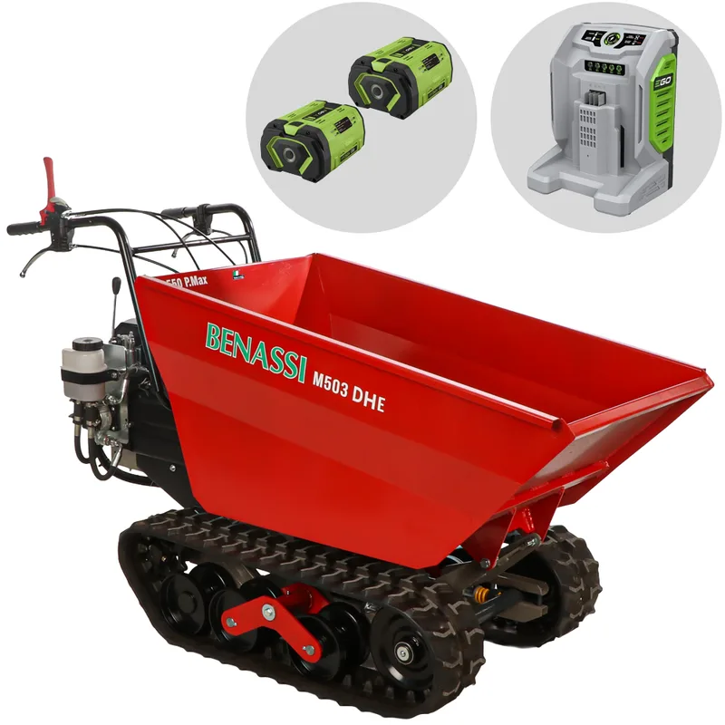 Benassi M503E DH - Brouette motorisée à batterie avec moteur EGO - 2x 56V 12Ah - Basculement hydraulique