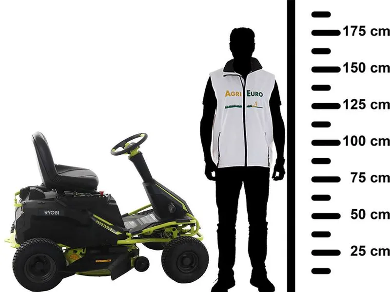 Tracteur tondeuse à batterie Ryobi RM480E - Coupe mulching - Éjection latérale - 4 x 12V au plomb liquide