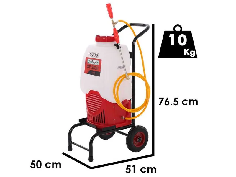 GeoTech SP 250 E - Pulvérisateur à batterie dorsal + chariot - 25 L