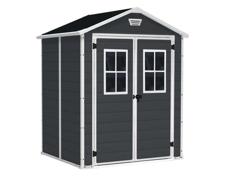 Keter Manor noir - Abri de jardin - Avec fenêtres frontal - 185x152x226 cm