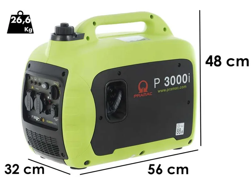 Pramac P3000I - Groupe électrogène inverter à essence insonorisé 2.6 kW - Continue 2.3 kW Monophasé