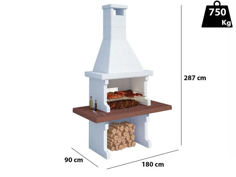 Linea VZ Panarea - Barbecue à bois et charbon en maçonnerie