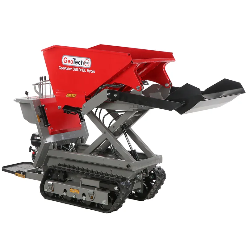 GeoTech Pro GeoPorter 580 DHSL Hydro - Brouette motorisée avec benne élévatrice à pantographe - Transmission hydrostatique