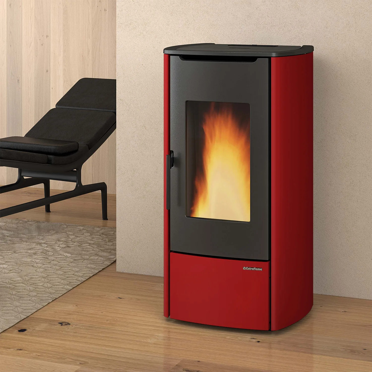 Extraflame Marina Idro 16 H11 poêle à granulés bouilleur acier bordeaux