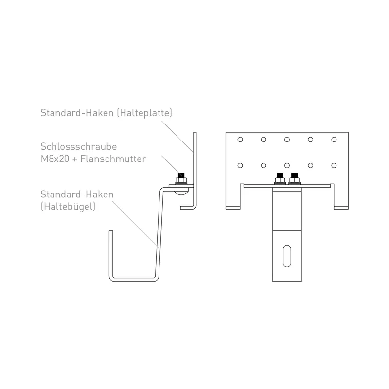 Sunex Kit de montage sur toit incliné de 10 à 25 degrés pour 1 collecteur solaire AMP 2.0