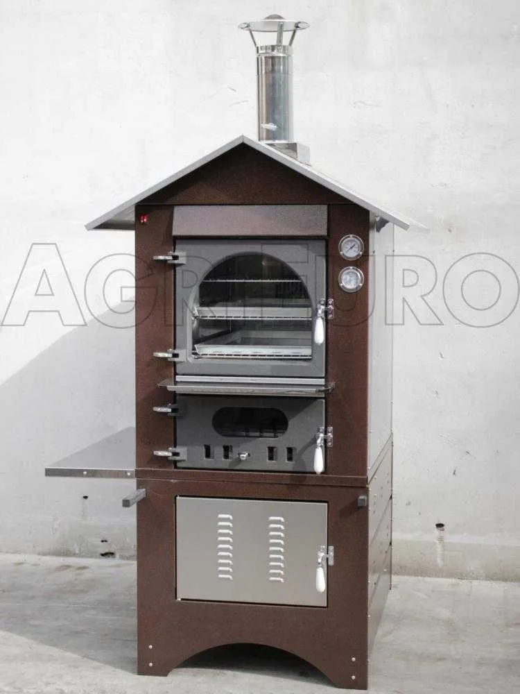 AgriEuro Medius 80 Deluxe EXT - Four à bois acier d'extérieur - Cuivre émaillé - Inox