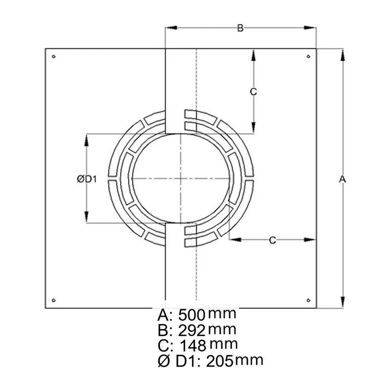 Schiedel cache de finition pour ventilation arrière 30-45° Ø150 mm brillant