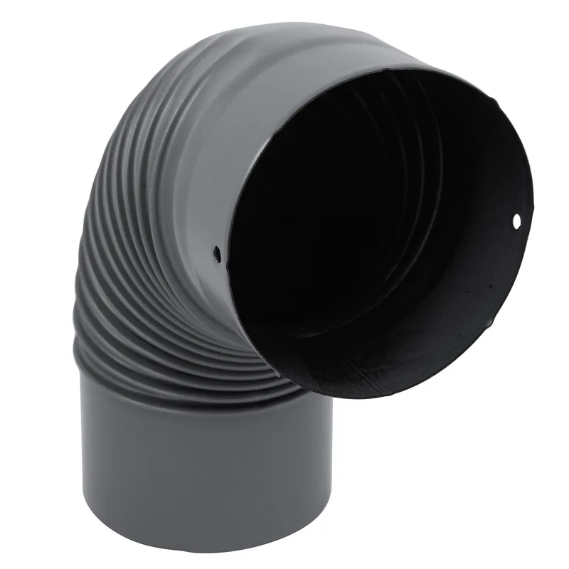 Coude de conduit de fumée / Coude de tuyau de poêle émaillé 150 mm - Coude à 90° nervuré gris avec ouverture de nettoyage