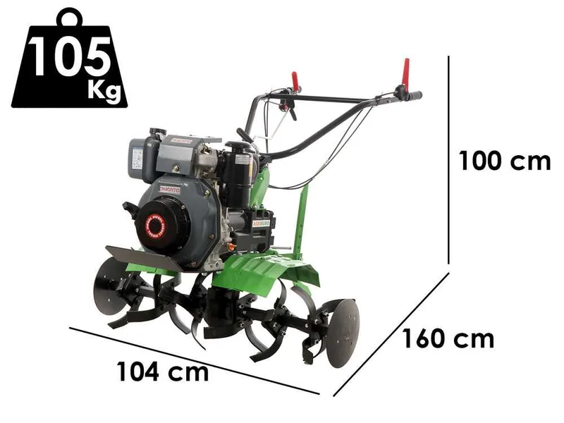 Motobineuse Agri 102 avec fraise 95 cm - Moteur à Diesel de 296cm3
