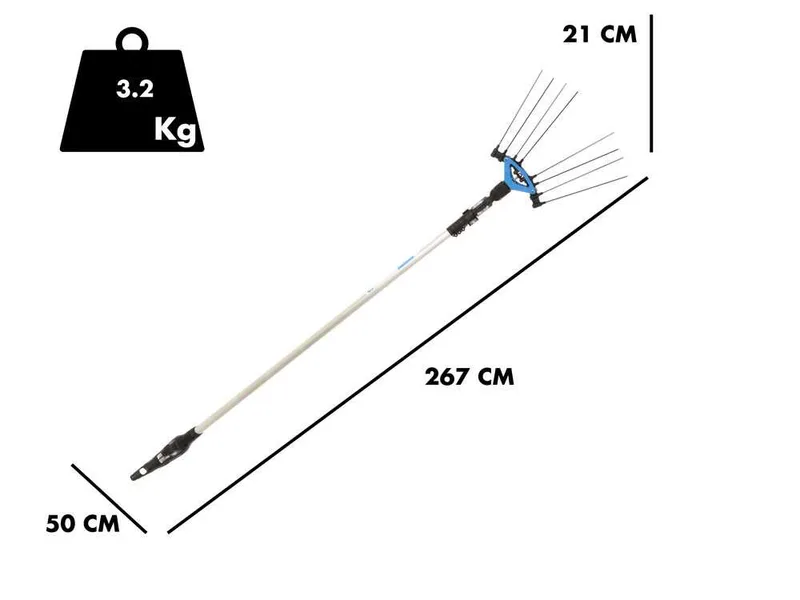 Campagnola Icarus V1 58 - Perche en Aluminium de 185-270 cm - Peigne vibreur électrique - Batterie à dos incluse