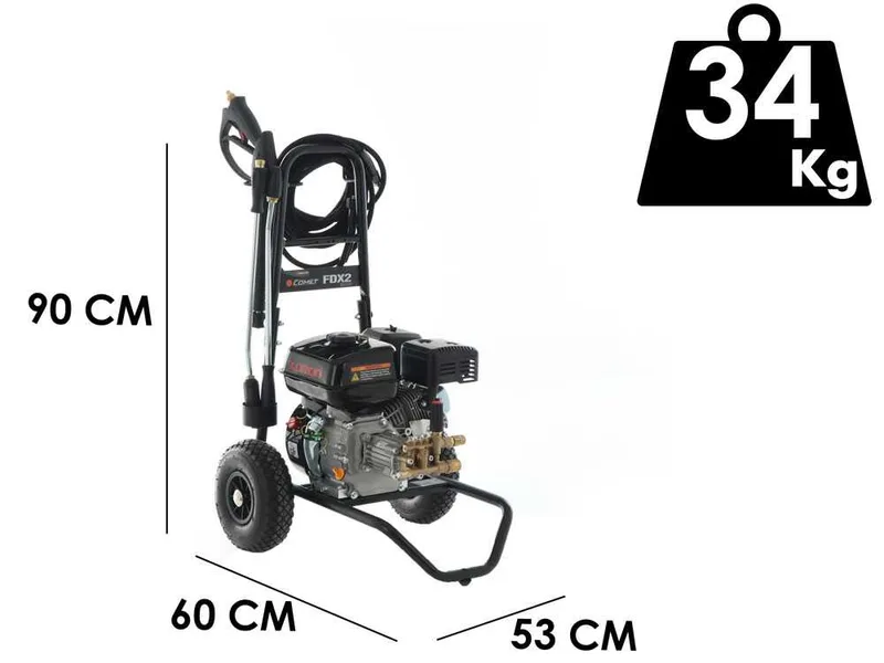 Comet FDX2 CXD 10/220 - Nettoyeur haute pression thermique - 220 bar - 600 l/h - Moteur Loncin G200FA à essence