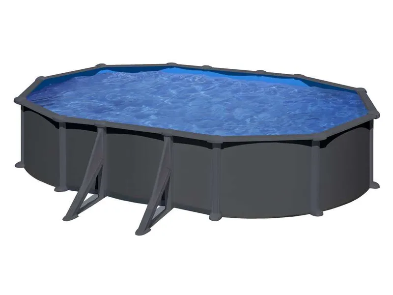 Gre Anthracite Ovale 610x375x132cm - Piscine hors-sol en acier