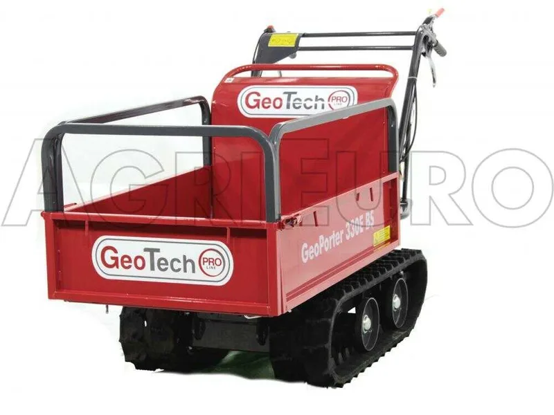 GeoTech Pro GeoPorter 330E BS - Brouette motorisée à chenilles à 4 galets avec benne extensible - 300 kg