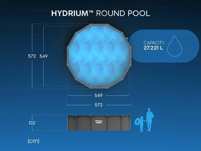 Bestway Hydrium 561CS - Ø549x132 cm - Piscine ronde pour 11-15 personnes