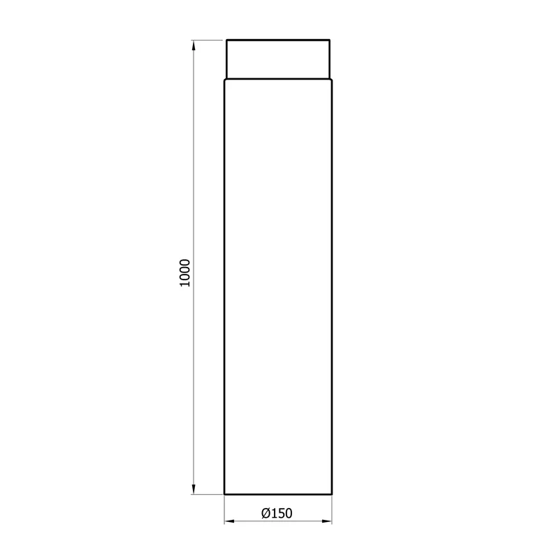 Raik Basic élément de longueur 150mm noir L:1000mm pour tuyau de fumée / conduit de fumée
